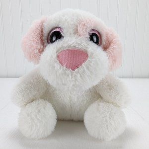 Surprizamals Pink White Dog Plush Glitter Eyes Stuffed Animal Rare 7.5"